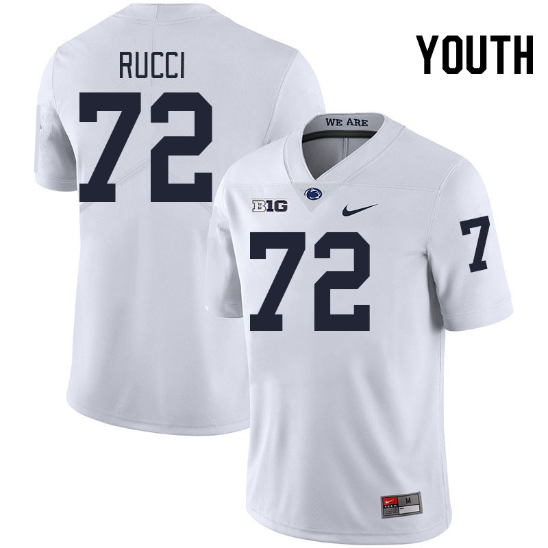 Youth #72 Nolan Rucci Penn State Nittany Lions College Football Jerseys Stitched-White